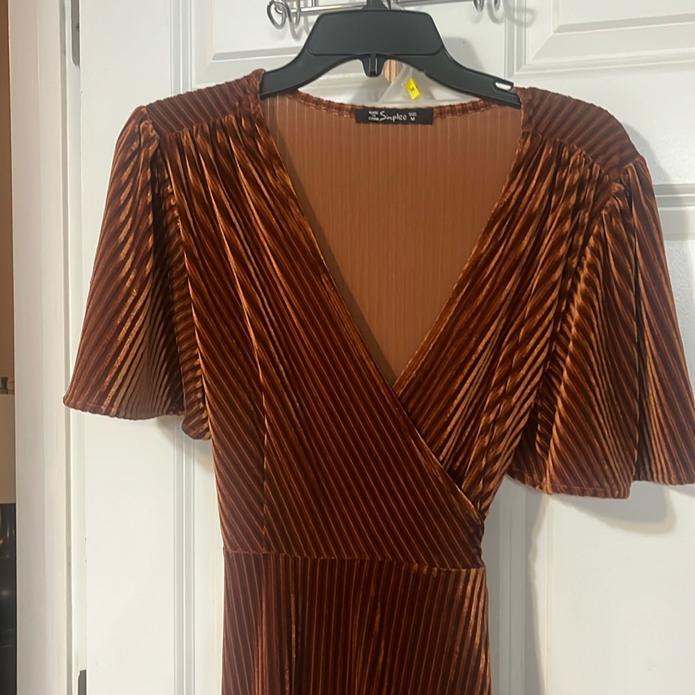Women’s v neck velvet wrap maxi dress